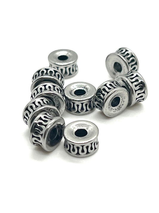 Small Rondelle Beads, Stainless Steel - SS091