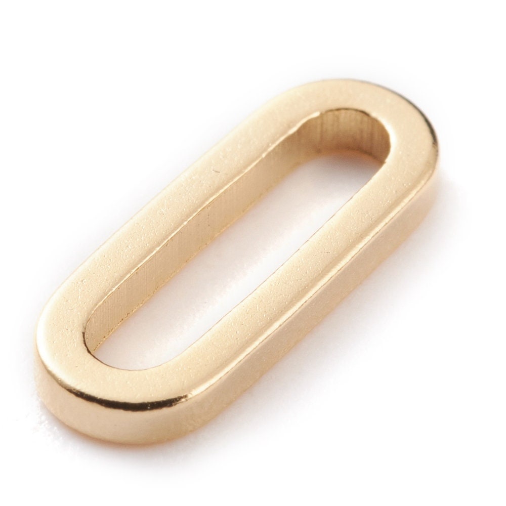 10 Oval Ring Link Connectors, Shiny 18k Gold Plated
