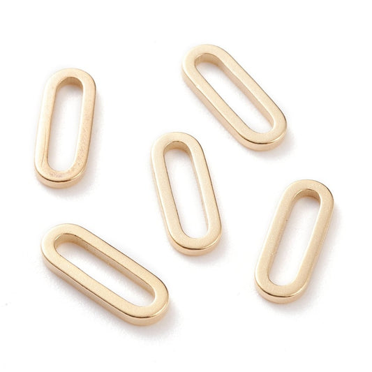 10 Oval Ring Link Connectors, Shiny 18k Gold Plated