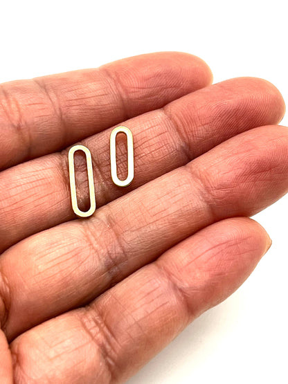 10 Oval Ring Link Connectors, Shiny 18k Gold Plated