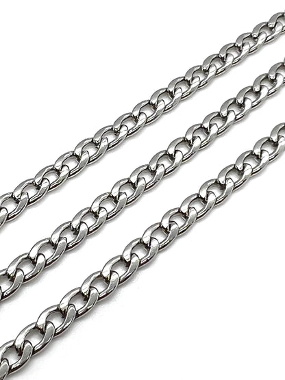 8x5mm Curb Chain, Stainless Steel