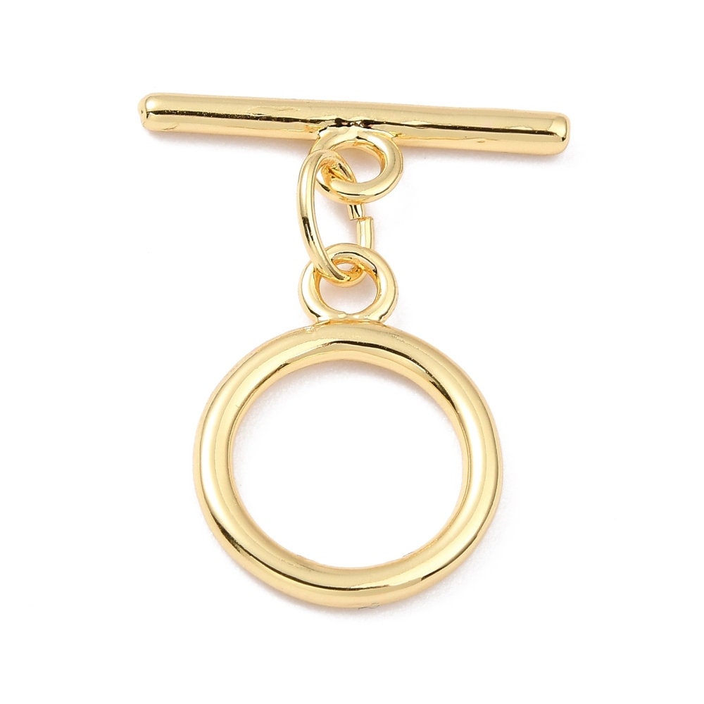 Large Round Toggle Clasp,  Shiny 18k Gold Plated - SY073