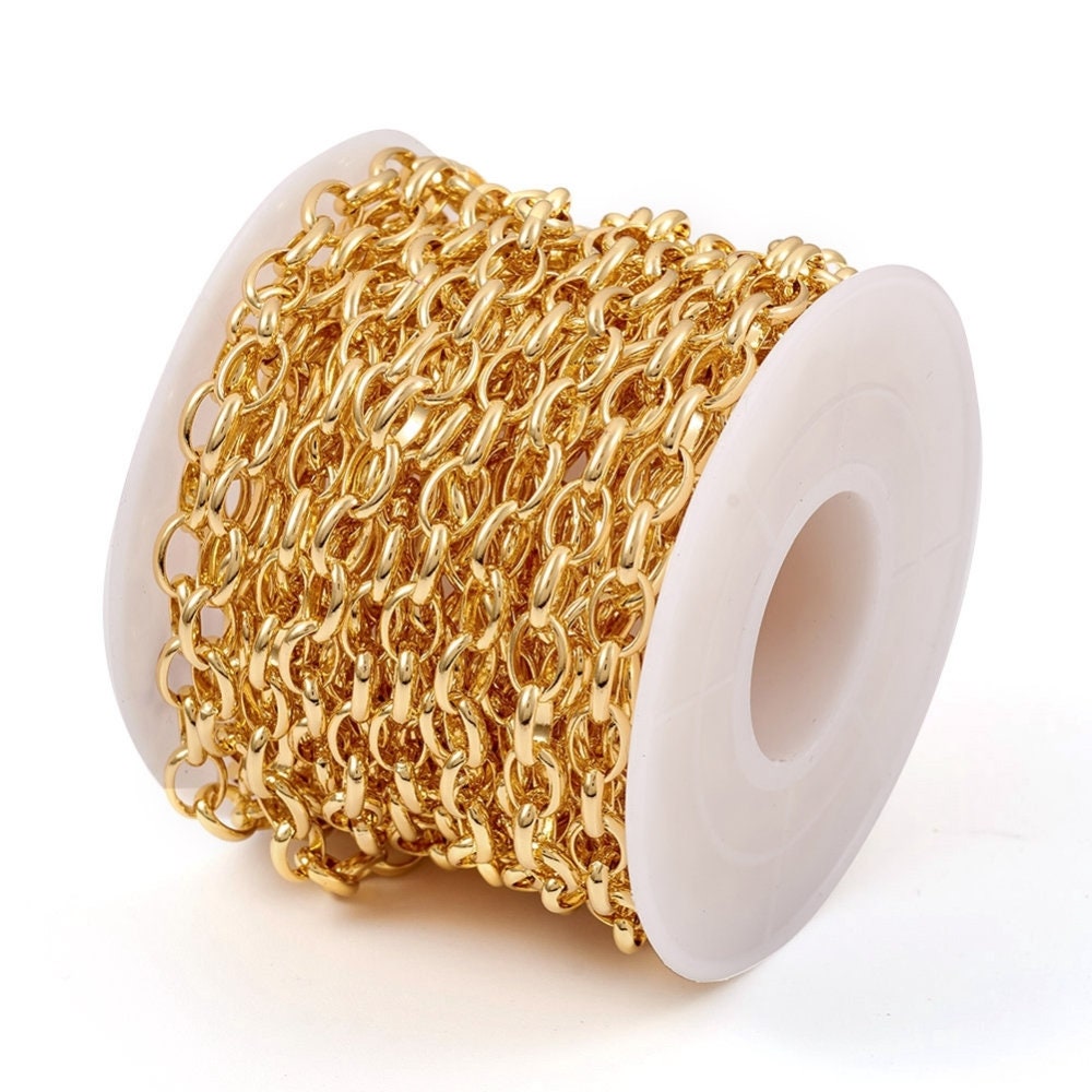 Soldered Oval Cable Chain, Shiny 18k Gold Plated