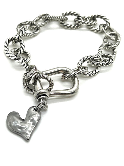 Heart Charm with Jump-Ring, Stainless Steel - SS049