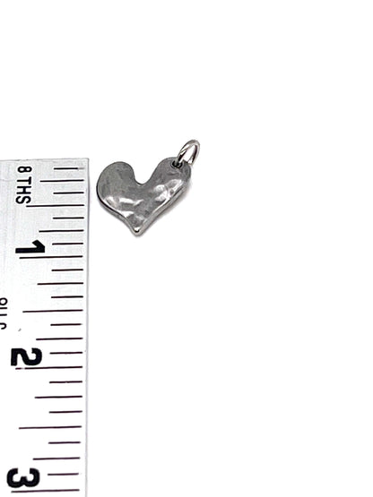 Heart Charm with Jump-Ring, Stainless Steel - SS049