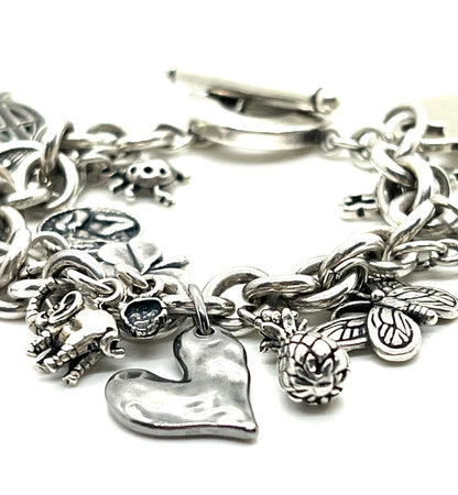 Heart Charm with Jump-Ring, Stainless Steel - SS049