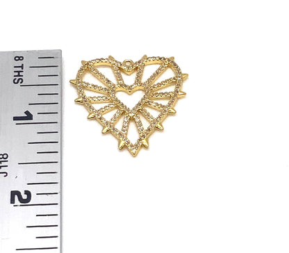 Sparkly Micro Pave Heart Pendant, Shiny 18k Gold Plated - SY070