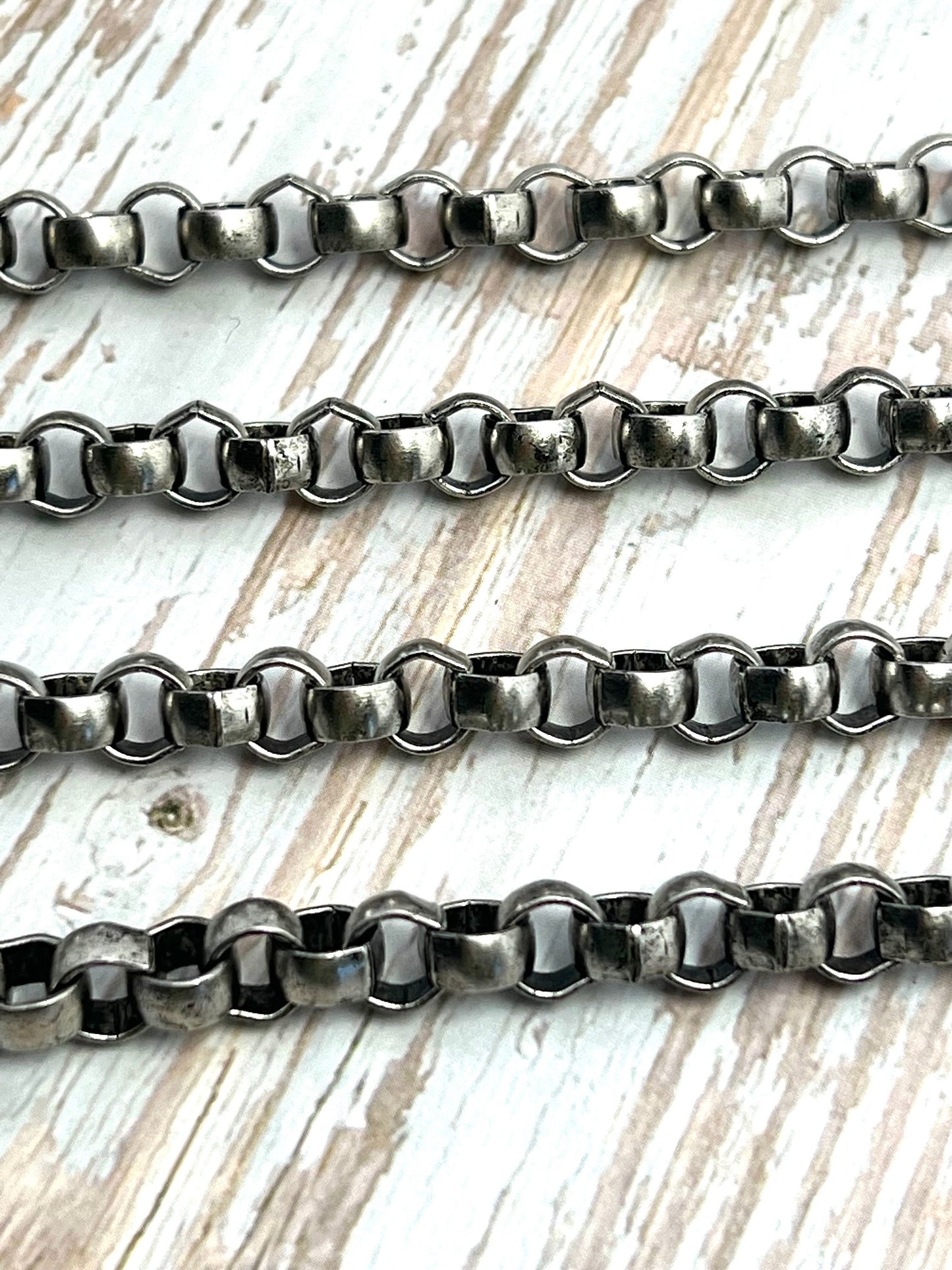 Large Round Link Rolo Chain, Antiqued Pewter Plated - P013-CH