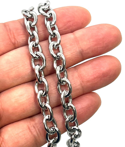 10x8mm Oval Chain, Stainless Steel