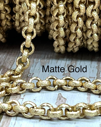 Textured 6mm Rolo Chain, Various Finishes
