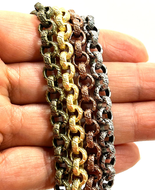 Textured 6mm Rolo Chain, Various Finishes