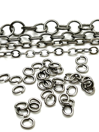 Anneaux de jonction 6 mm, jauge 18, plaqués étain vieilli - P021-JR