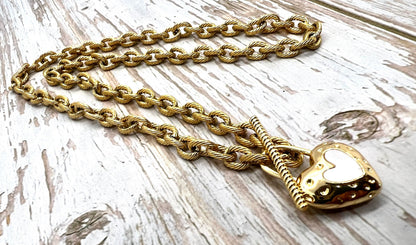 Heart Lock Toggle Clasp, Shiny 18k Gold Plated - SY005