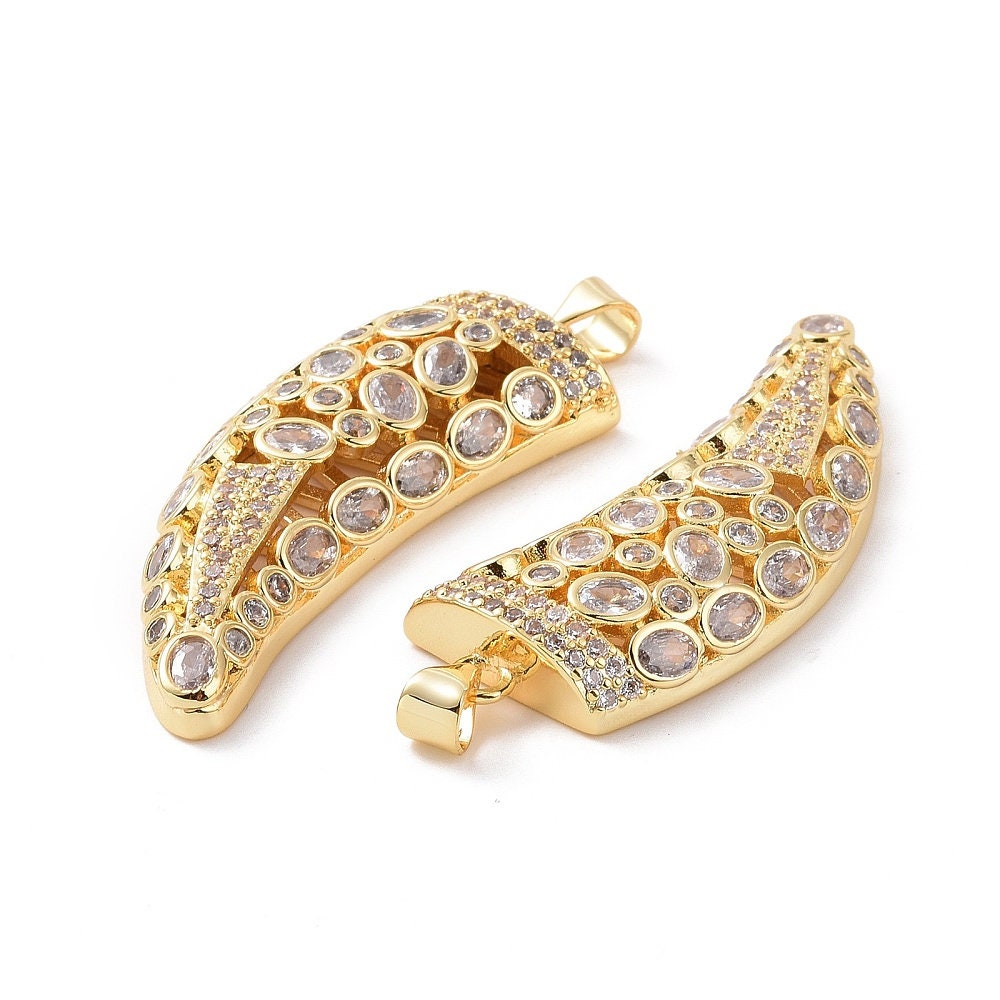 Micro Pave Horn Charm, Shiny 18k Gold Plated - SY049