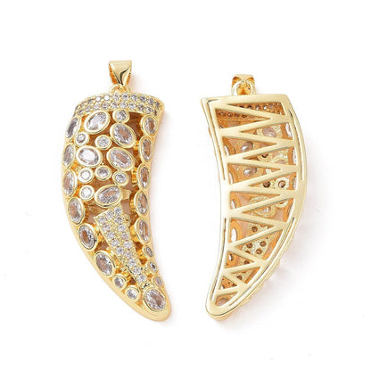 Micro Pave Horn Charm, Shiny 18k Gold Plated - SY049