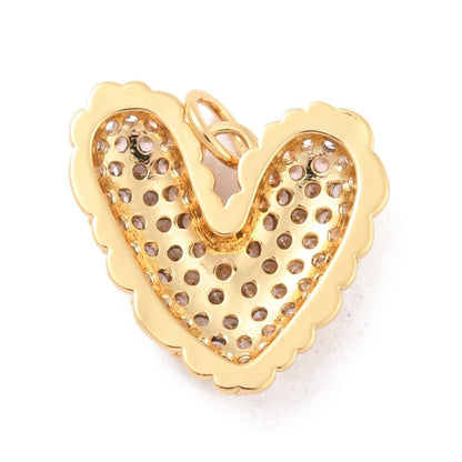 Sparkly Pink Micro Pave Heart Pendant, Shiny 18k Gold Plated - SY069