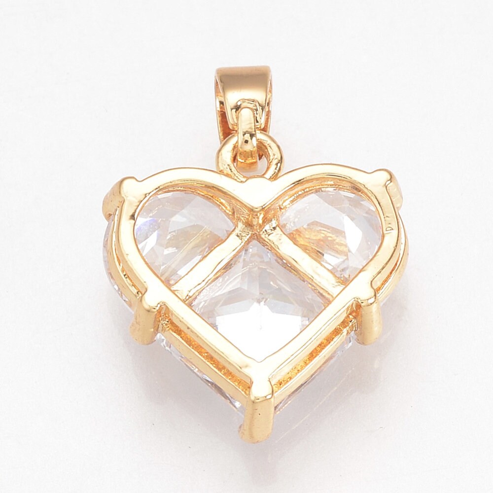 Dainty Micro Pave Heart Charm, Shiny 18k Gold Plated - SY020