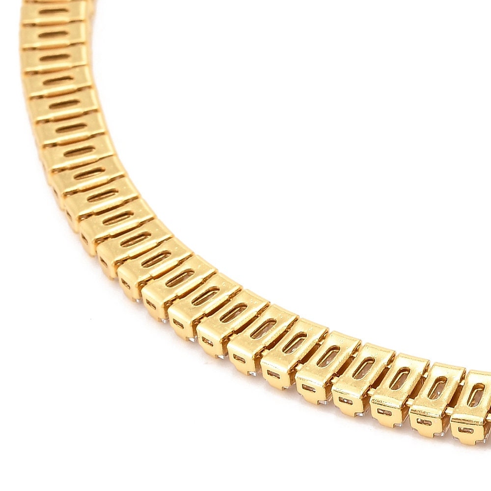 Micro Pave Link Chain, 18k Gold Plated
