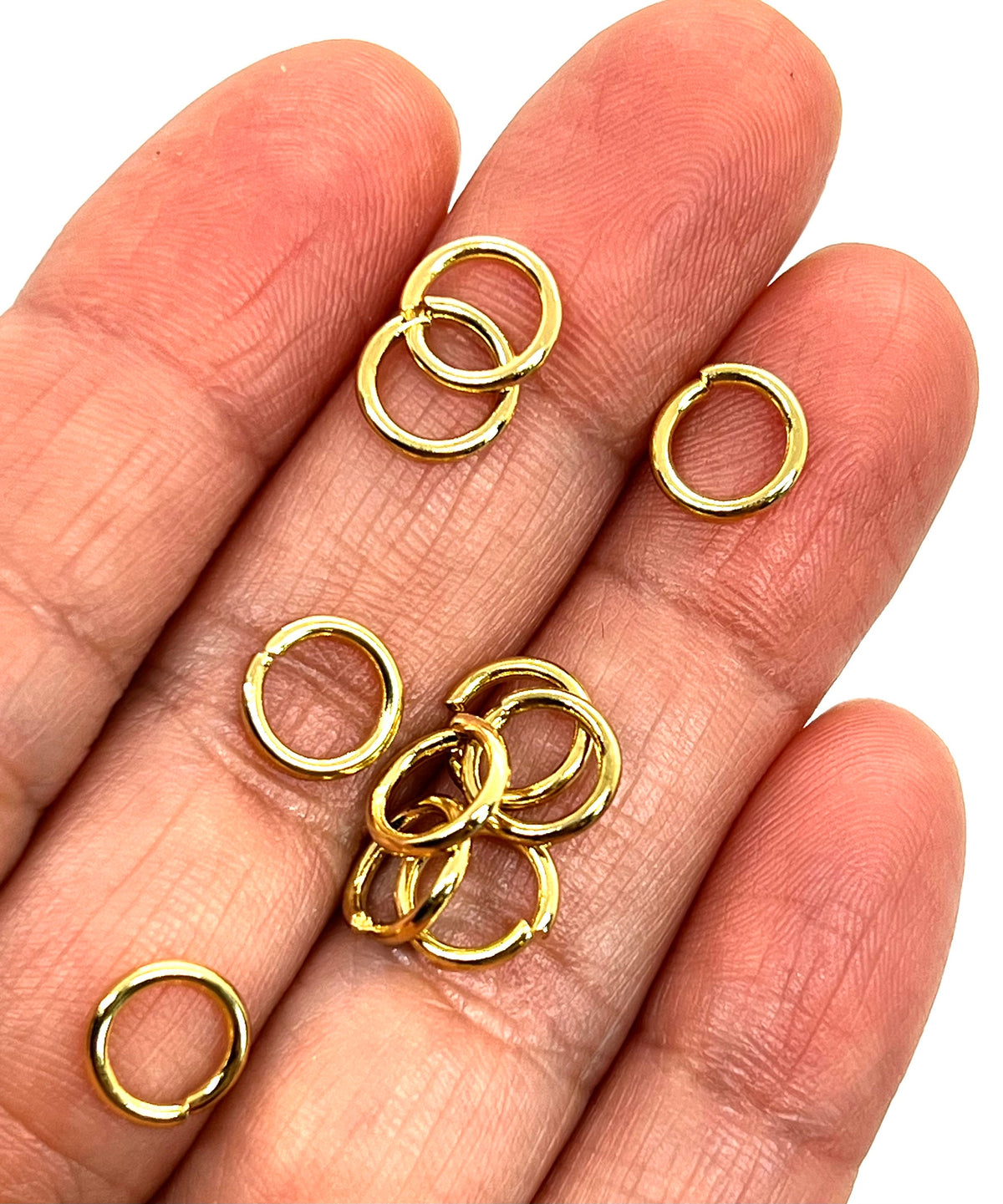 9mm-15 Gauge Jump Rings, Shiny 18k Gold Plated - G001-JR