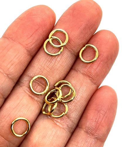 9mm-15 Gauge Jump Rings, Shiny 18k Gold Plated - G001-JR