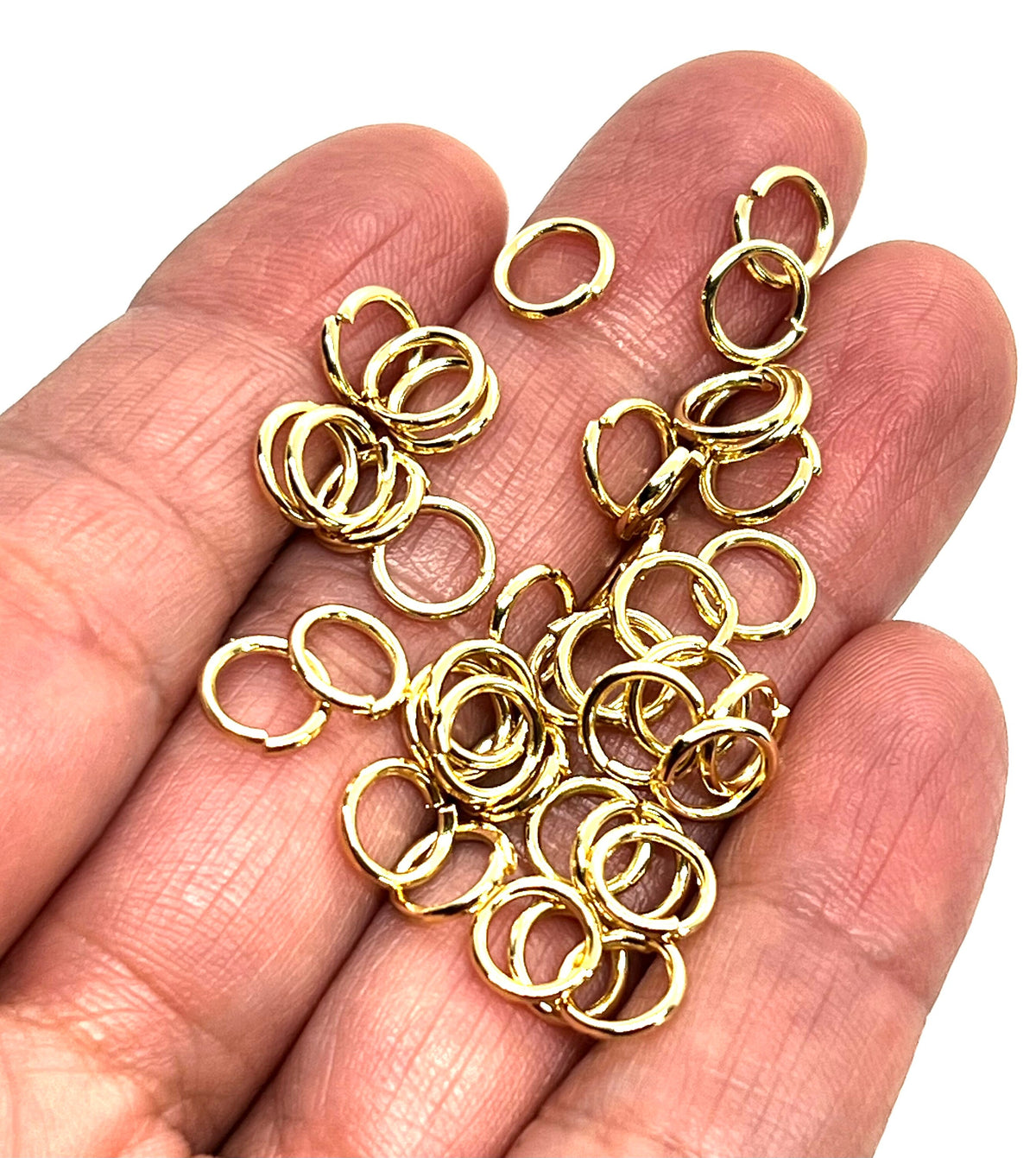 7mm 16 Gauge Strong Jump Rings, Shiny 18k Gold Plated - G005-JR