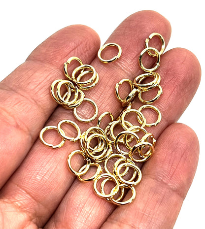 7mm 16 Gauge Strong Jump Rings, Shiny 18k Gold Plated - G005-JR