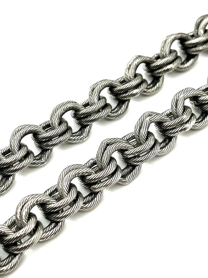 Chaîne maille double 11x11, plaqué étain vieilli - PT026-CH