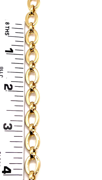 11x8mm Oval Link Cable Chain, Shiny 18k Gold Plated