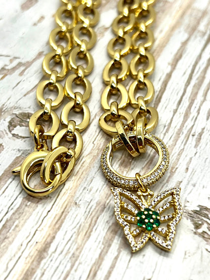 11x8mm Oval Link Cable Chain, Shiny 18k Gold Plated