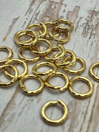 9mm-15 Gauge Jump Rings, Shiny 18k Gold Plated - G001-JR