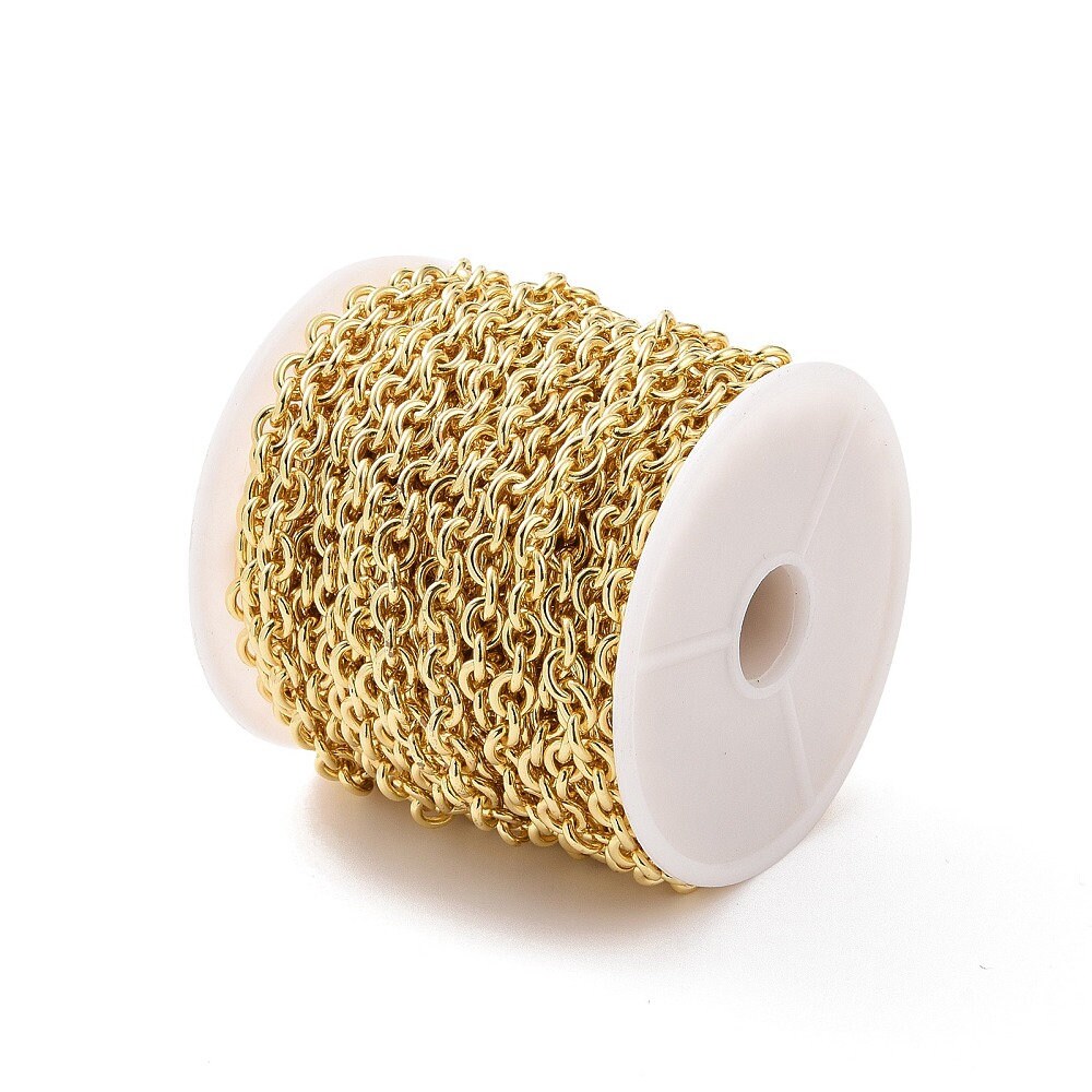 6x5mm Oval Cable Chain, Shiny 18k Gold Plated