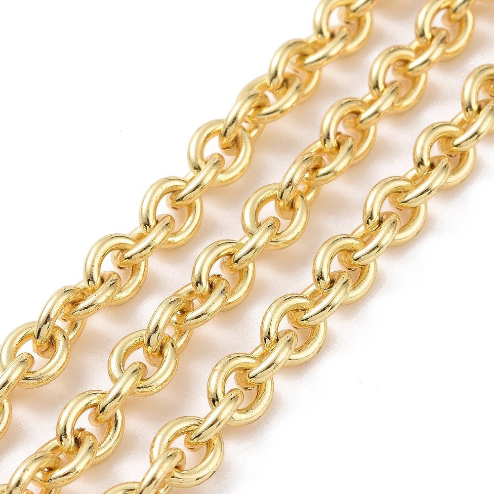 6x5mm Oval Cable Chain, Shiny 18k Gold Plated