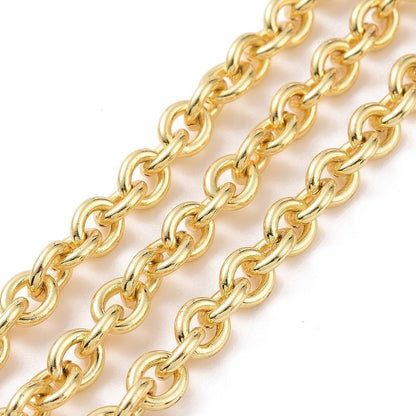 6x5mm Oval Cable Chain, Shiny 18k Gold Plated