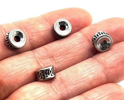 Small Rondelle Beads, Stainless Steel - SS091