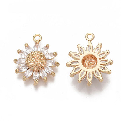 Daisy Micro Pave Charm, Shiny 18k Gold Plated - SY045
