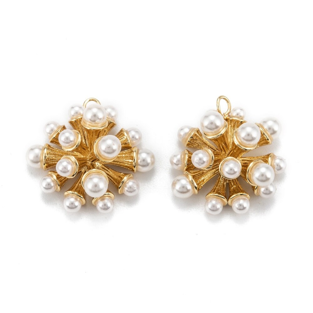 Pearl Cascade Pendant, Shiny 18k Gold Plated - SY017