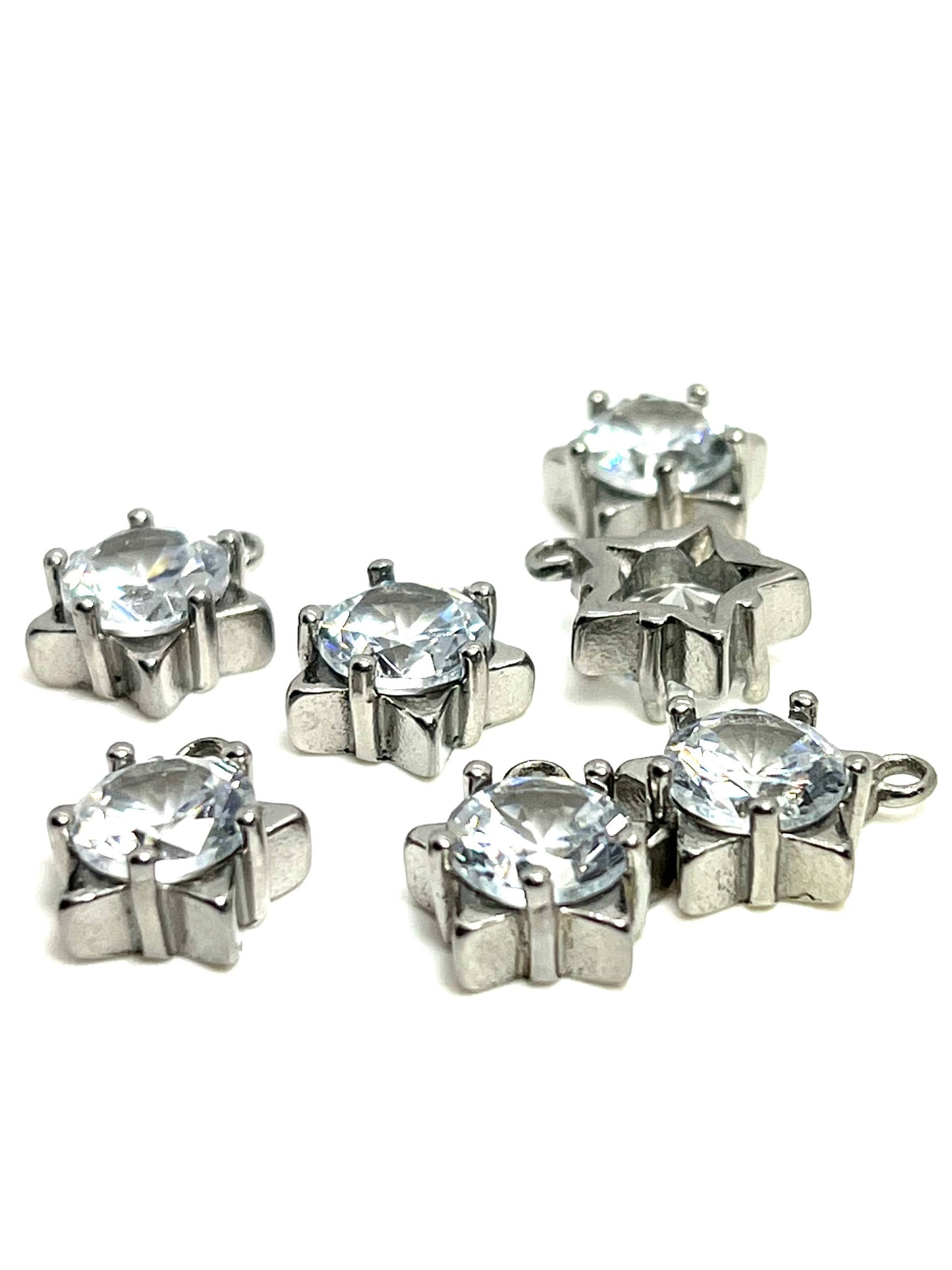 Star CZ Charms, Stainless Steel - SS039