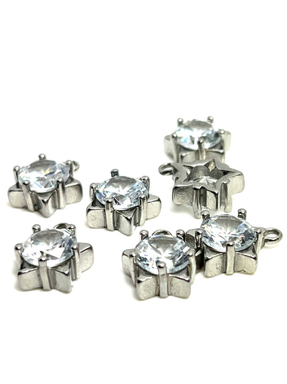 Star CZ Charms, Stainless Steel - SS039