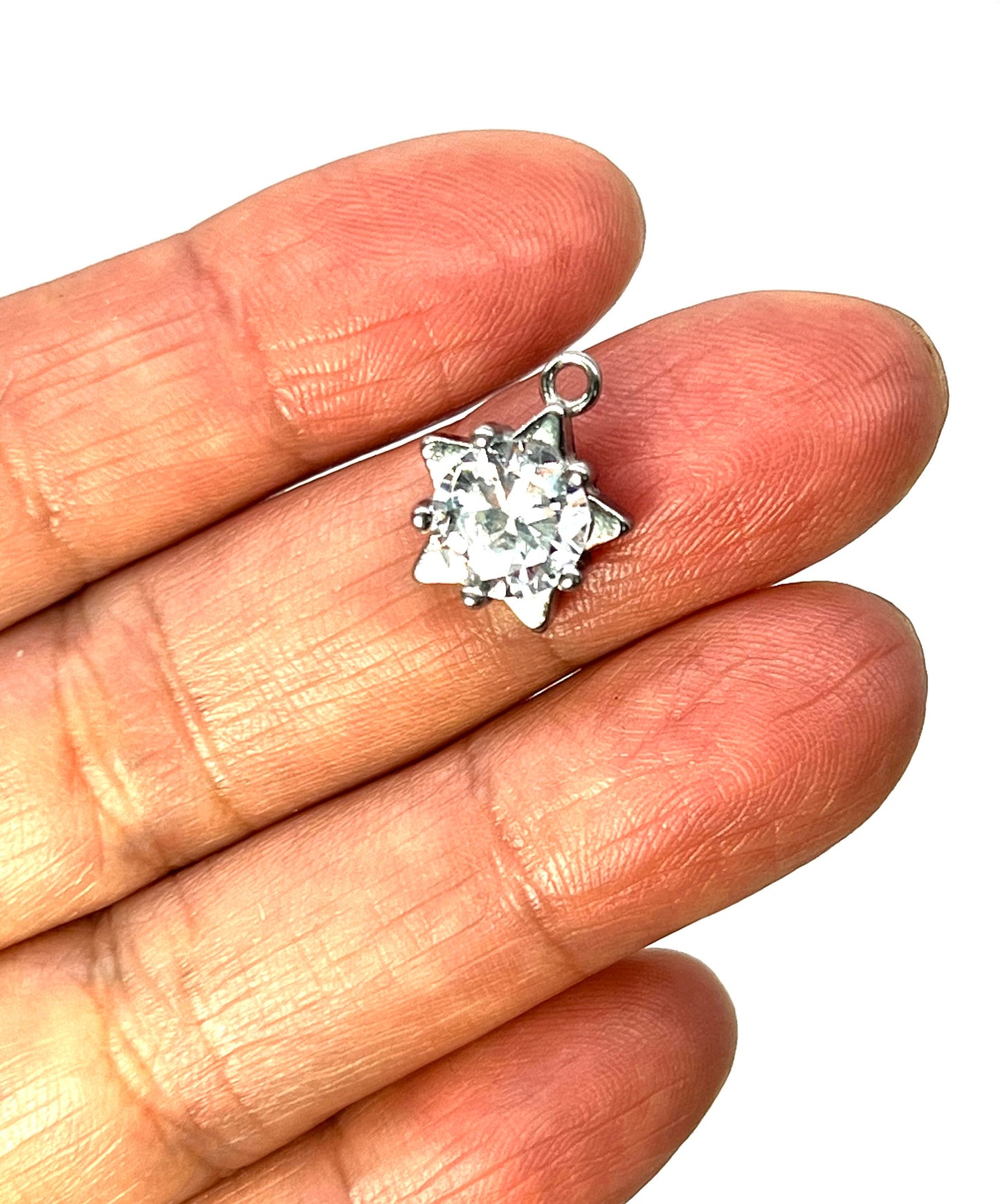 Star CZ Charms, Stainless Steel - SS039