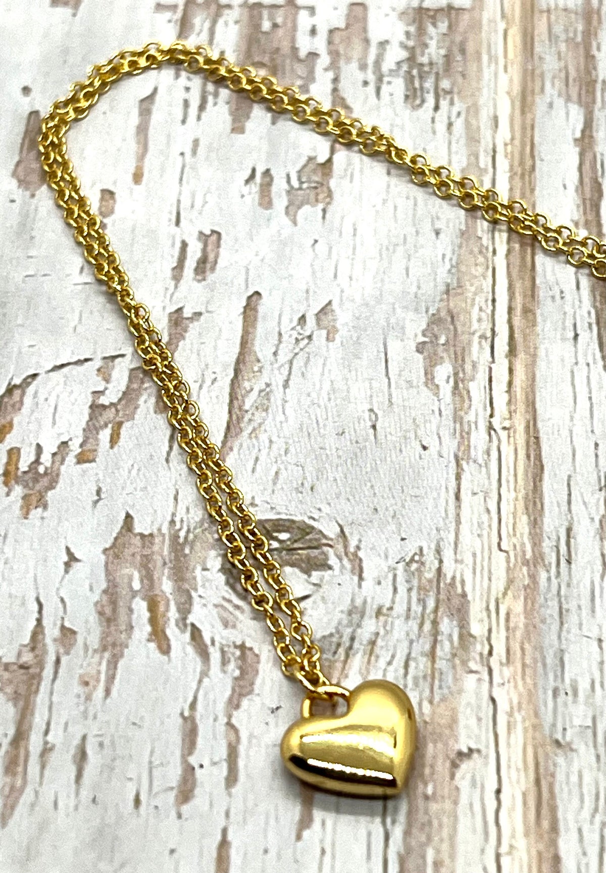 13mm Dainty Puffed Heart Charm, Shiny 18k Gold Plated - SY061
