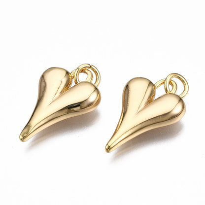 Elongated Puffed Heart Charm, Shiny 18k Gold Plated - SY059
