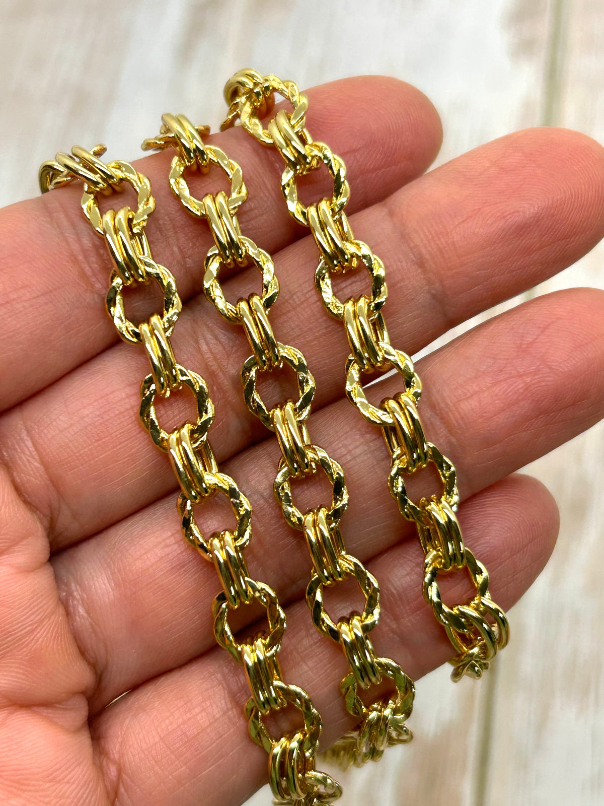 Large Link Cable Chain, 18k Shiny Gold Plated