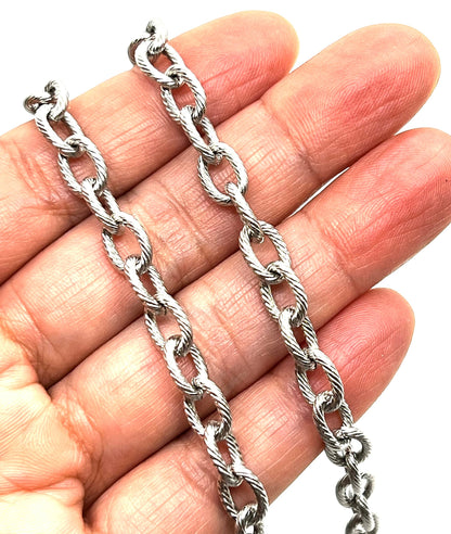 Textured Chunky Chain, Stainless Steel