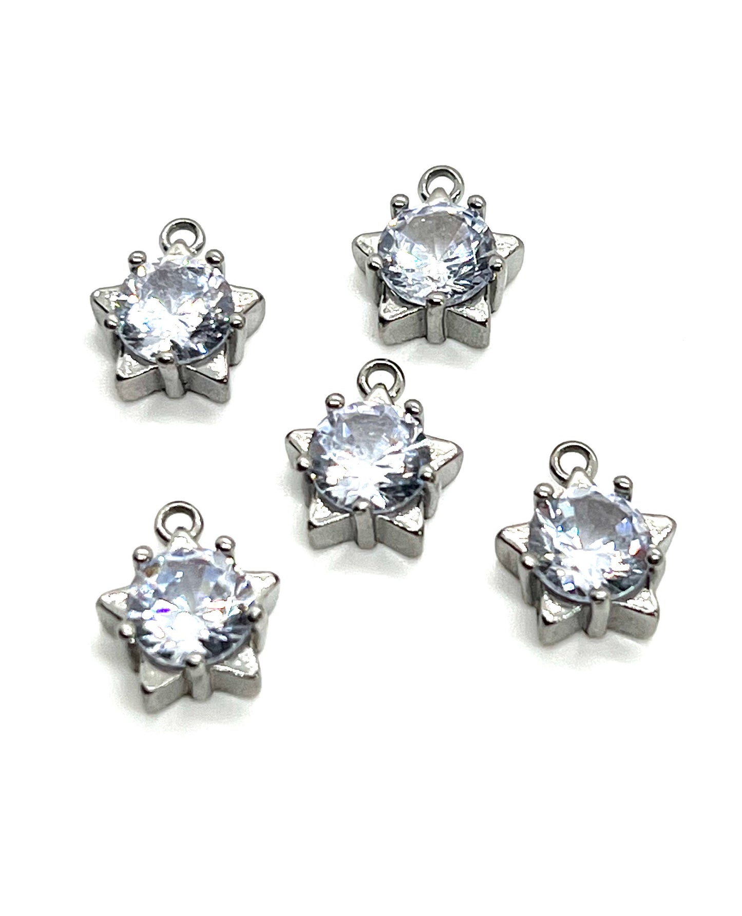 Star CZ Charms, Stainless Steel - SS039