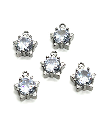 Star CZ Charms, Stainless Steel - SS039