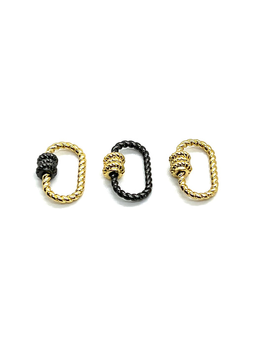 Gunmetal Screw Carabiner Locking Clasp, Shiny 18k Gold Plated - SY087