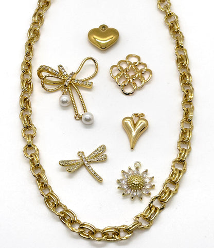 Large Link Cable Chain, 18k Shiny Gold Plated