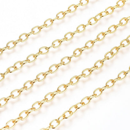 Minimalist Oval Cable Chain, Shiny 18k Gold Plated