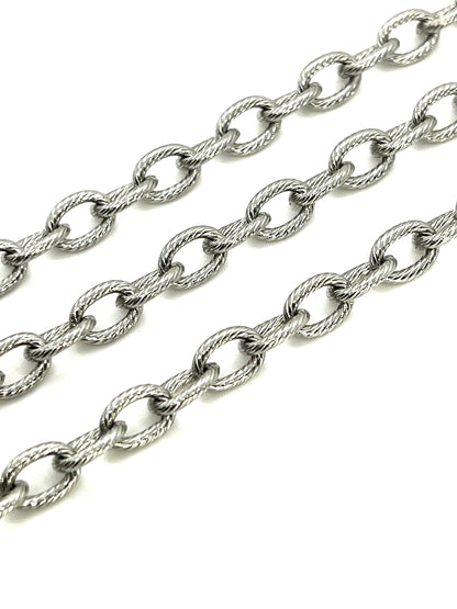 Textured Chunky Chain, Stainless Steel