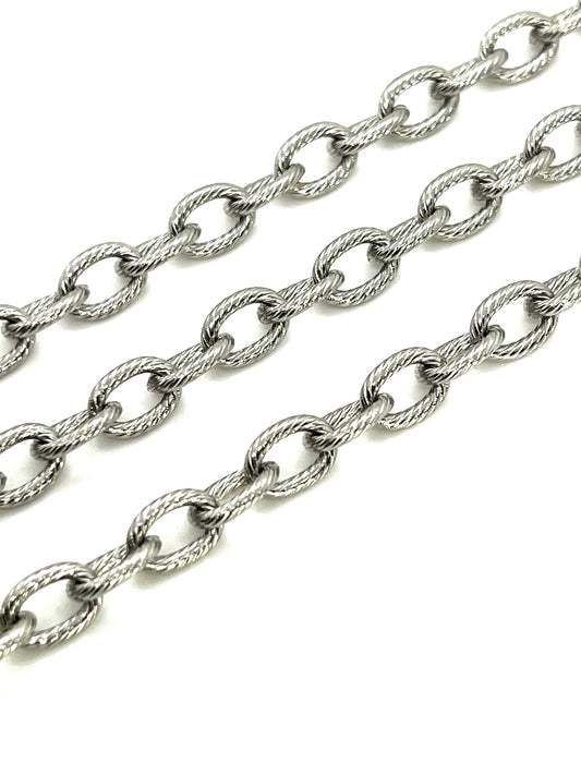 Textured Chunky Chain, Stainless Steel